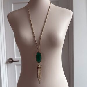 Kendra Scott green drop and gold necklace - on long chain